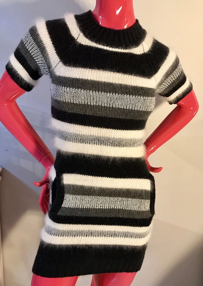 JUICY COUTURE Sweater Dress Angora,Wool Stripes Short Sleeves Youth Girls Sz:10 - Image 4 of 4