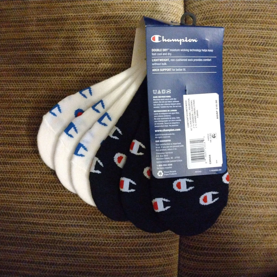 Champion Mujer 6-Pk. Calcetines Invisibles Forro Logo Negro/Blanco - ¡¡ENVÍO GRATUITO!!! Foto 3 de 4