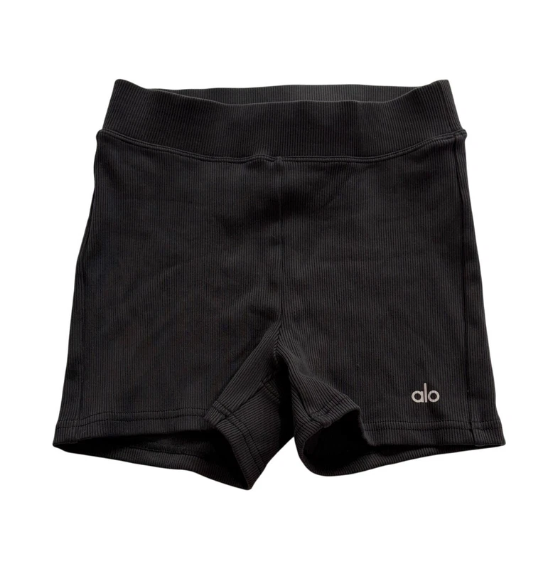 alo-yoga goddess ribbed high-waist hot shorts
