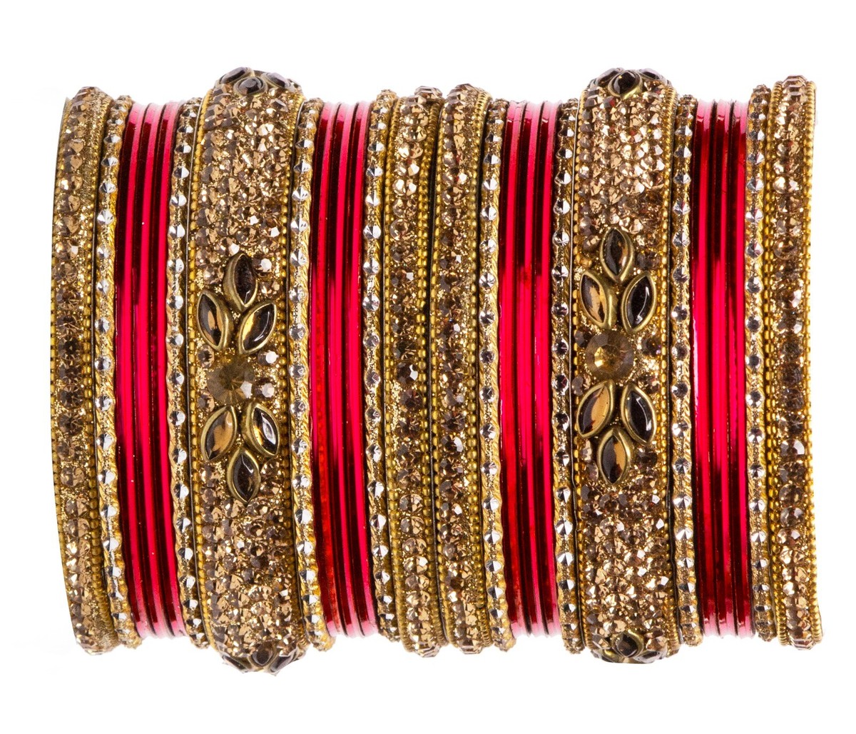 Bridal Kundan Bangles Set Plain Metal Charm Bracelet For Women