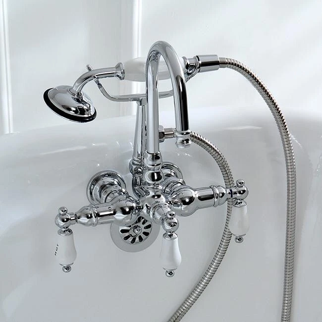 Kingston Brass Vintage Clawfoot Tub Filler & Hand Shower Polished Chrome CC10T1 - Image 2 of 4