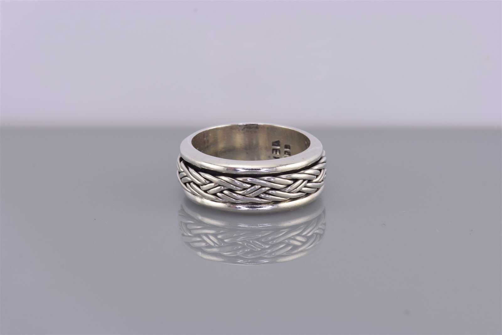 Sterling Silver 8mm Solid Braided Rope Thick Band… - image 3