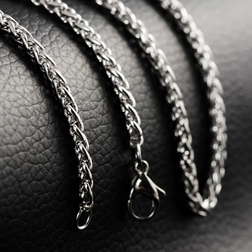 2.5mm Woman Man Stainless Steel Wheat Braided Chain Necklace 16-36'' Never Fade - product listing photo