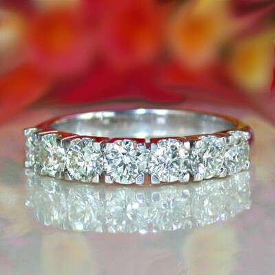 7-Stone 3Ct Round Simulate Diamond Wedding Engagement Ring 14k White Gold Plated