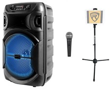 Technical Pro Rechargeable 8" LED Karaoke Machine Speaker System w/Bluetooth Mic