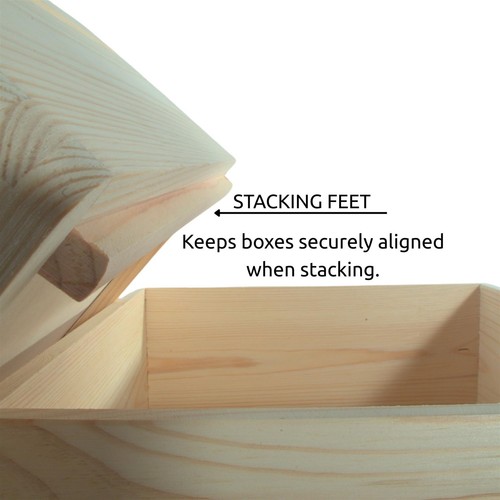 3 Tier Square Wooden Storage Box Lid Wheels Pine Stacking Crate Tower 30x30x45cm - Picture 9 of 12