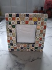 Transomnia Square Button & Tile Mosaic Photo Frame - Sparkly Gold Detail - 5"