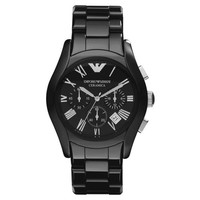 NEW EMPORIO ARMANI MENS WATCH AR1400 CERAMIC BLACK DIAL  & BLACK STRAP GENUINE