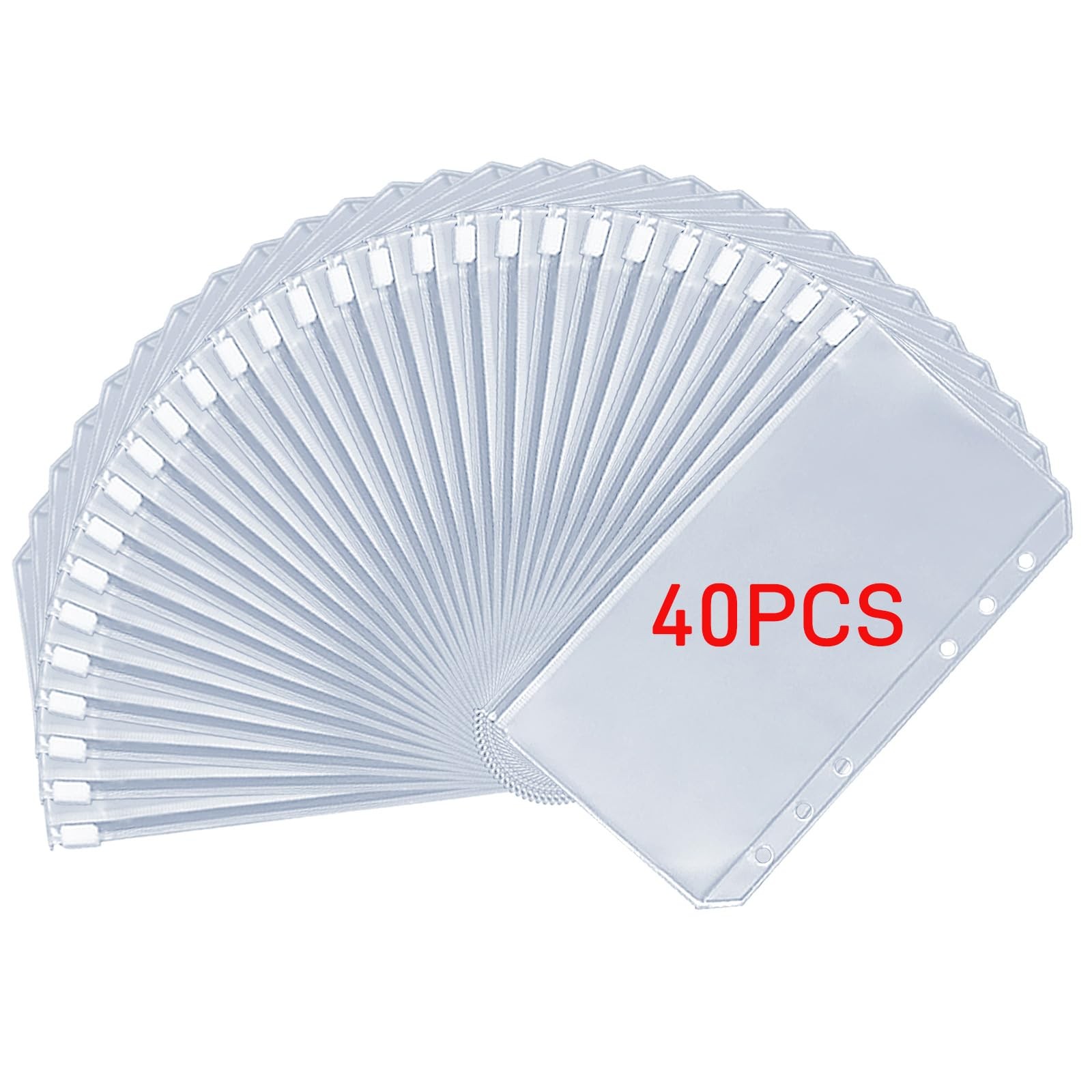 40 Pochettes Classeur A6 à 6 Trous Transparentes pour Organisation Budget