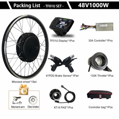 48V1000W Front Gearless Brushelss Hub Motor Ebike Kit 20-29 Inch 700C Wheel