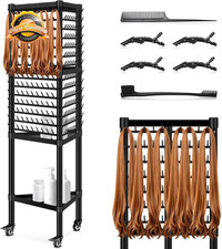 Braiding Hair Rack Standing Hair Extension Holder Hanger, 420 Pegs 3-Side Rack f