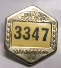 Vintage 1930`s-40`s Dupont Rayon Waynesboro Va. Employee ID Badge