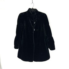 Vintage Union Made Faux Fur Coat Black 12 Toggle Buttons 60s 70s