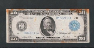 BEAUTIFUL NEW YORK TYPE TWO 1914 $50 FEDERAL RESERVE NOTE! NO TEARS