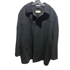 Michael Kors Men's Coat Black Wool/Cashmere Outerwear Pea Coat.
