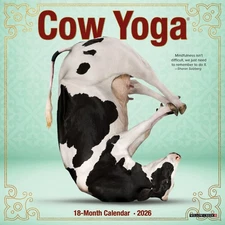 Cow Yoga 2026 7" x 7" Mini Wall Calendar