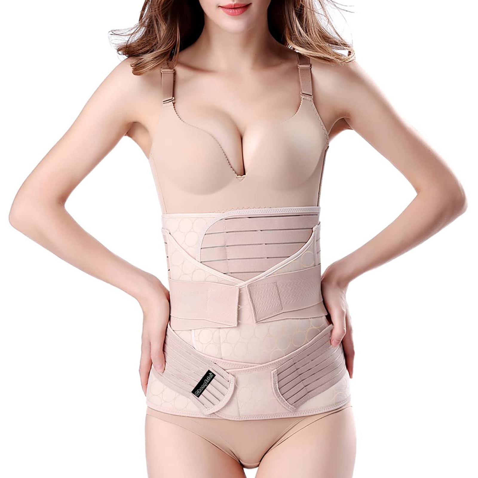 ChongErfei 3 in 1 Postpartum Belly Wrap - Belly/Waist/Pelvis Belt Black Postpart