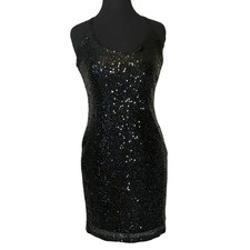 Ellie & Kate Sequin Bodycon Mini Dress Medium Black Crisscross Cocktail Party
