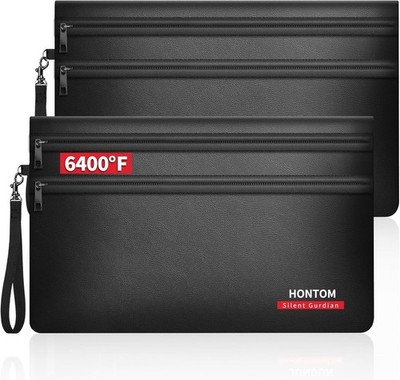 6400  Fireproof Money Bags 2 Pack with Hidden Dual Zipper, 11X7.5 Inch Fireproof