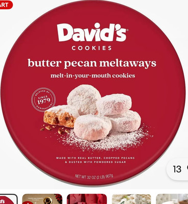 David's Cookies Butter Pecan Meltaways 32oz / 907g