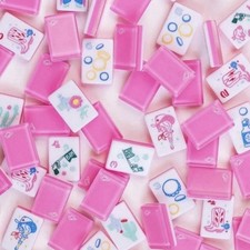 Miss Cowgirl Style 3-Layer Pink Back American Mahjong Tiles