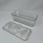 Vintage Federal Glass Ribbed Refrigerator Clear Dish with Lid Vegetable 8”