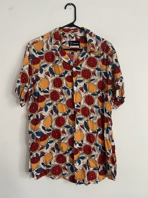Original Use Shirt Mens Medium Fruit Print Short Sleeve Camp Button Up FLAW