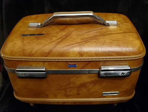 Vintage AMERICAN TOURISTER Marbled Brown Train & Travel Makeup Case VERY CLEAN