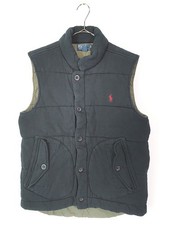 Vintage Polo Ralph Lauren One Point Solid Sweat Padded Vest Black M Vintage