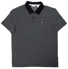 CALVIN KLEIN BNWT MENS SHORT SLEEVE CHECK JACQUARD POLO SHIRT sz M BLACK