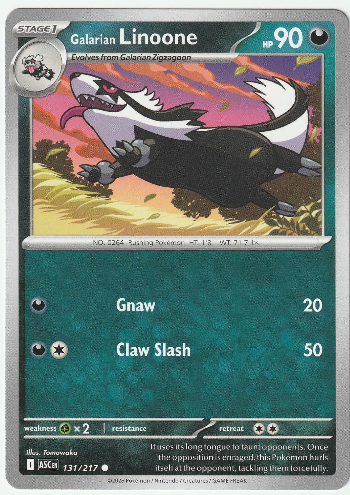Galarian Linoone 131/217 Common Ascended Heroes Pokemon Near Mint