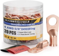 4 AWG Gauge M10 3/8 Inch Battery Cable Lugs Copper Wire Lugs Heavy Duty