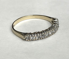 9ct Yellow Gold Ring Cubic Zirconia Stones Hallmarked Solid Band Ring Size N