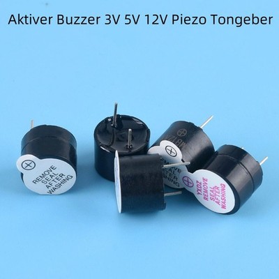 Aktiver Buzzer Piezo Tongeber Signalgeber Summer Piepser Alarm 12mm 3V 5V 12V