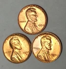 1954-P-D-S Trio Lincoln Wheat Penny Cent Red BU Uncirculated From Original Rolls