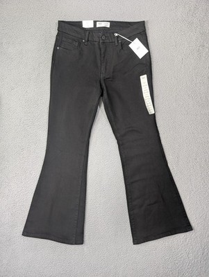 BKE Payton Flare Jeans Womens 30R Black Stretch Denim Buckle NWT