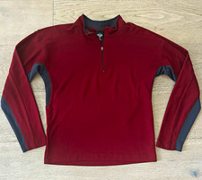 Vintage prAna Men’s M “Made in USA” Polyester 1/4 Zip Mock Neck Pullover Logo