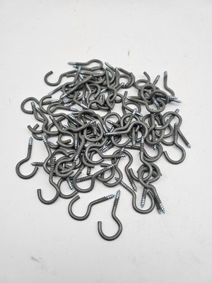 50 Schraubhaken Haken halbrund Hakenschraube Holz /grau verzinkt 3.5 mm