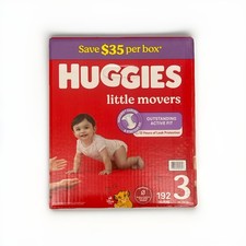 Huggies Little Movers Size 3 Diapers 192 Ct 16-28 lbs Leak Protection