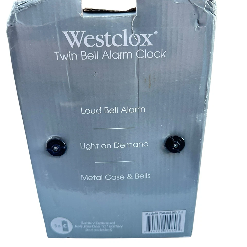 Reloj despertador Westclox Loud Twin Bell para durmientes pesados azul claro bajo demanda nuevo en caja Foto 4 de 4
