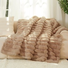 The Nantucket Blanket - LuxeComfort Faux Fur Striped Blanket 60"x70" Beachsto...