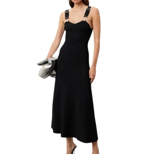 Abito midi in maglia svasata Moschino Jeans nero taglia XS $540