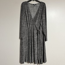 Chap's Faux Wrap Printed Midi Dress Women's Size 24W Black & White Wedding Guest