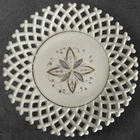 Vtg Westmoreland Milk Glass Plate Lattice Edge Hand Painted Floral Design 10”