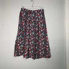 Andrew McMullan Vintage Floral Midi Skirt Navy Red Green Pockets Made in USA 12