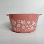 Vintage Pink Pyrex Gooseberry 1 QT 473 Casserole Excellent Condition