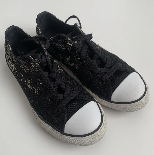 Scarpe Converse All Star CT OX nere argento metallizzate giovani taglia 4