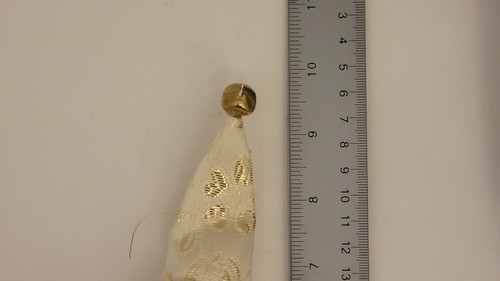 Vintage Gold and White Santa Figurine Christmas Ornament With Bag and Tree 7" - Picture 21 of 24