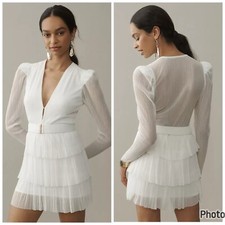 Anthropologie BHLDN Sabina Musayev Carri Mini Dress Ribbed Sparkly Medium Bridal