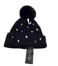 I.N.C International Concepts Womens Embellished Beanie Black ONE SIZE